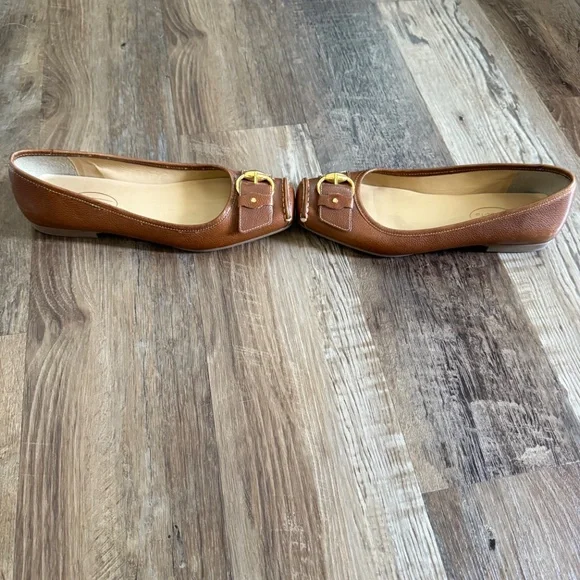 Talbots Brown Leather Buckle Ballet Loafers Sz 7 - Picture 3 of 5